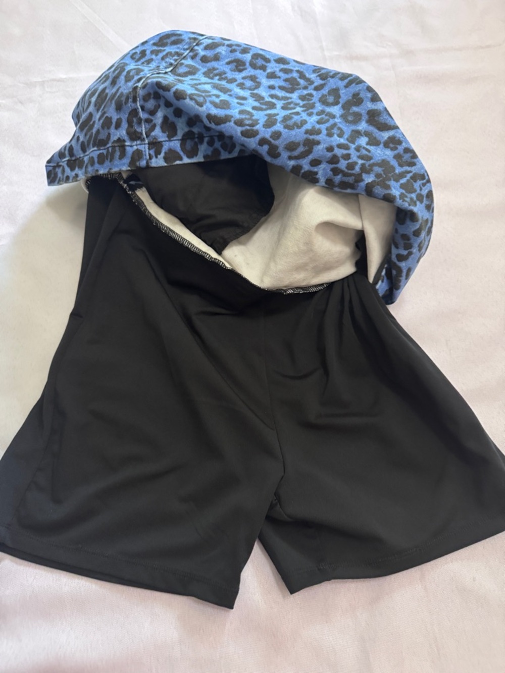 Boston Proper Blue Leopard Print Pull-On Denim Skirt With Undershorts Skort EUC - Picture 6 of 6